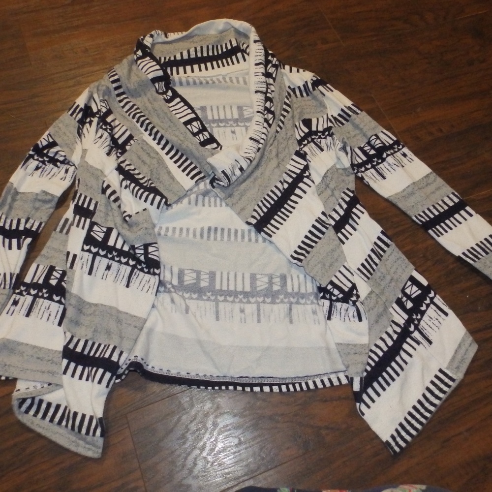 Blue,Gray, and White long sleeve Cover up